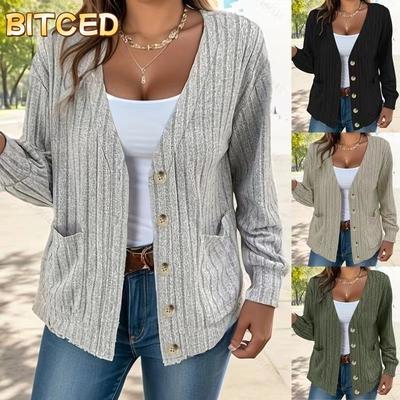 Damen Vintage Casual Einfarbig Druck Herbst Winter Langarm Jacken & Mäntel