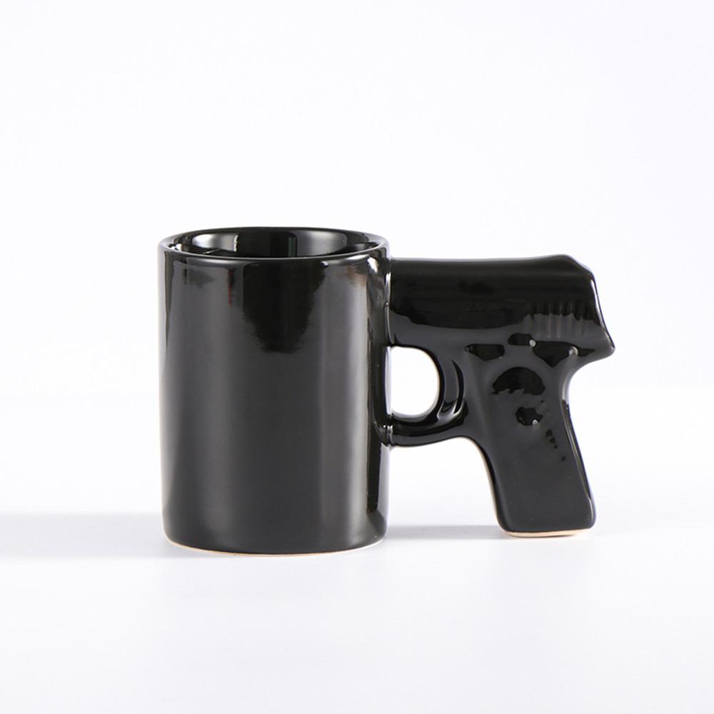 

350ML Ceramic Coffee Mug With Gun Handle Funny Porcelian Cup Black beer Mug Juice Milk Water Drinkware 350ml чёрный