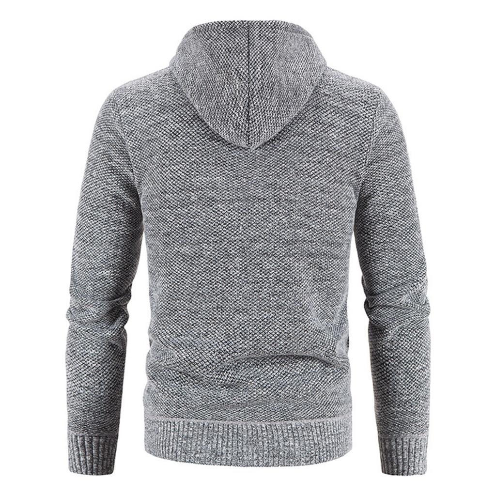 Men  Knitted Sweater Sweater Hooded Hood Zipper Cardigan