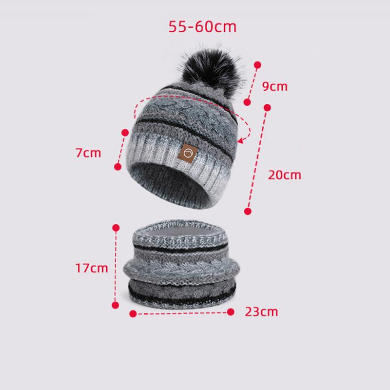 Winter Warm Cap Scarf Two-Piece Velvet Thick Knitted Wool Cap Women's Outdoor Ear Protection Cap