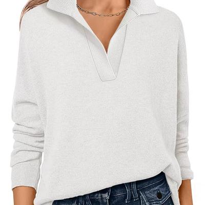2025 Women's Solid V-Neck Long Sleeve Loose Fashion T-Shirt