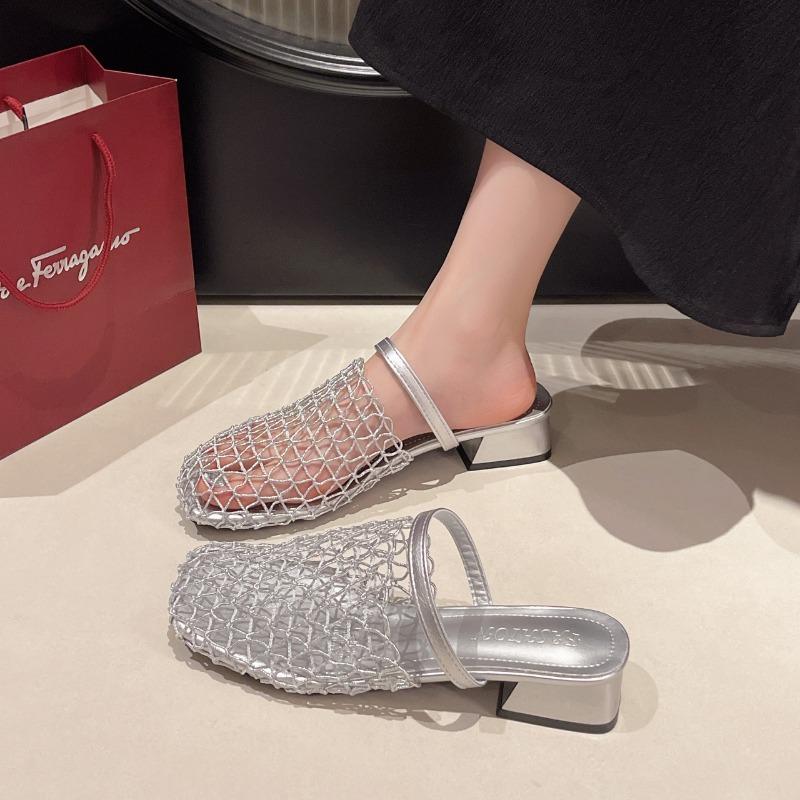 Fashion Summer Hollow Out Wedges Heel Women Mules Slippers Fashion Light Dress Slides Ladies Outdoor Street Style Sandalias