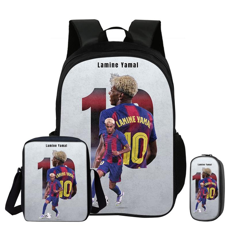 L-Lamin Yamal Set da 3 Pezzi Zaino Borsa a Spalla Astucci Zaino da Scuola Zaino Stella del Calcio bambino Mochila Borsa Sportiva Regalo per Bambini