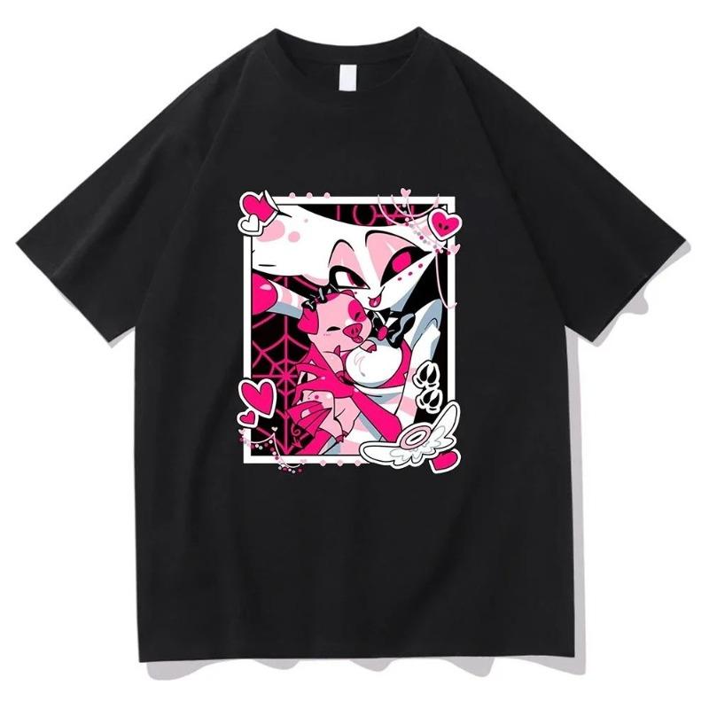 Halloween New Hot Summer 2025 Meiman Hazbin Hotel Cotton T-Shirt Cosplay Set Halloween Printed Short Sleeve Men and Women