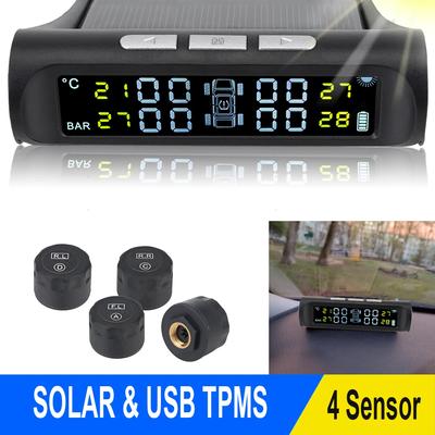 Solar TPMS Sensor Tire Pressure Monitoring System With 4 External Sensors Digital LCD Display Tyre Diagnostic Kit Car Accessory