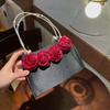 Handbags for Women   Vintage Rose Luxury Designer Pearl Handheld Women Bag