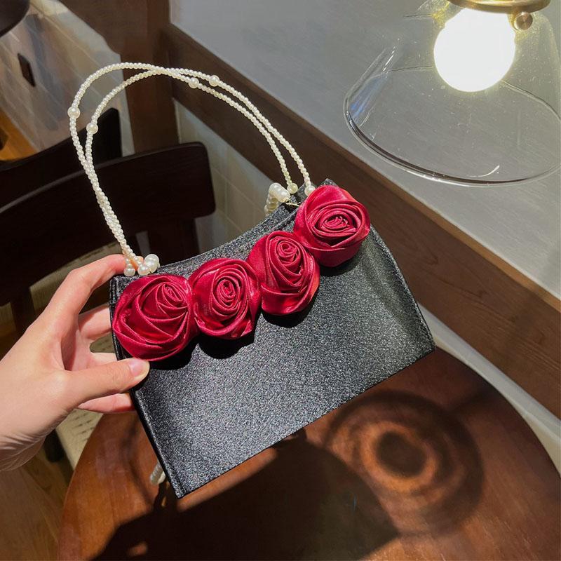 Сумки для женщин   Винтажная роза Роскошный дизайнерский жемчужный ручной женский клатч