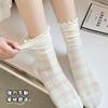 Cotton Ruffles Ankle Socks Women Lolita Cute Kawaii Korean Stocking Girl Spring Black White Middle Tube Japanese Sox
