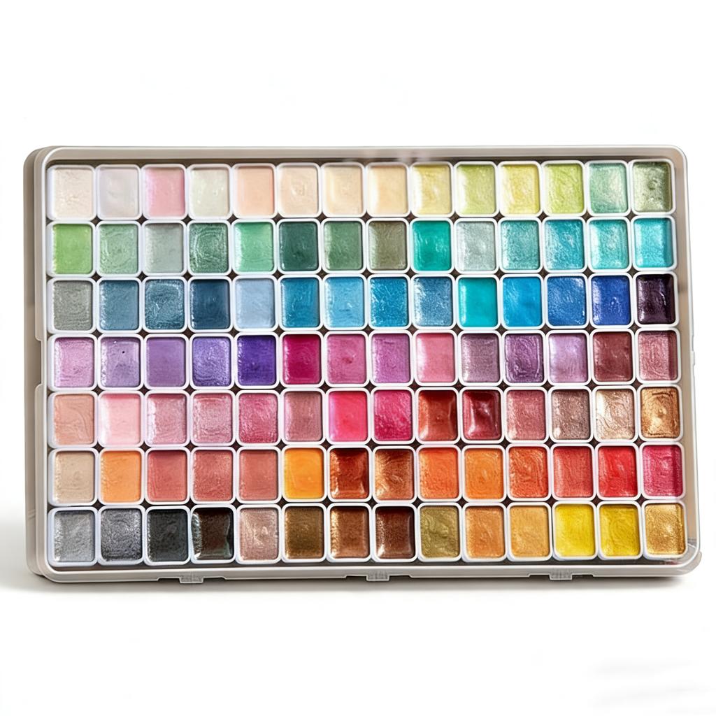 180/60 color metallic watercolor paint set, portable and lightweight, high solid pigment, starry sky tones, suitable for artists