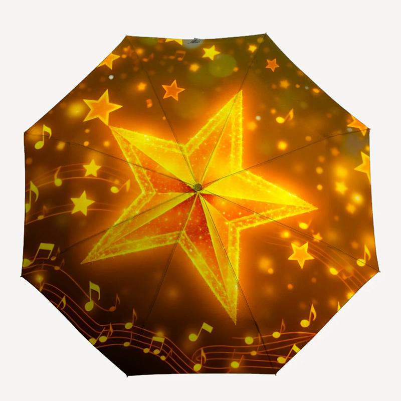 

1pc Golden Star Auto-Fold Umbrella with One-Touch Open/Close - 8 Reinforced Ribs for Windproof Stability, yy251118248