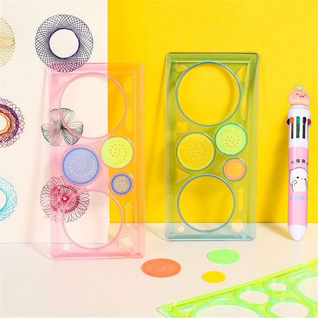 Spirograph Ruler Magic Ruler Set Geometry Spiral Drawing Template Creative Art Craft Interlocking Gears Wheels Kids Painting Toy