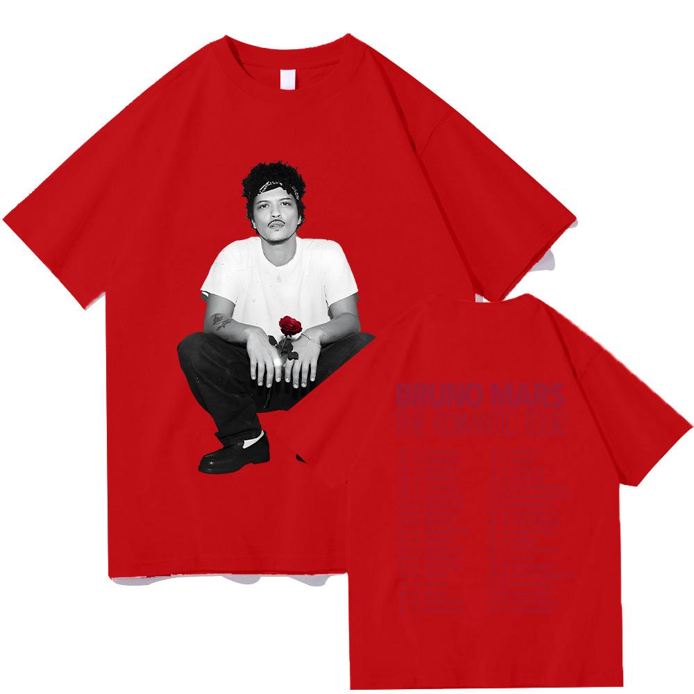 The Romantic Rose Tee Bruno Mars The Romantic Tour T-shirt High Quality 100Cotton Women Men Casual Clothing Y2K graphic shirts couple matching outfits