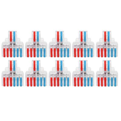 10pcs Electrical Connectors Wire Block Quick Splice Terminal Blocks 2 Inet 6 Outlet LT?623