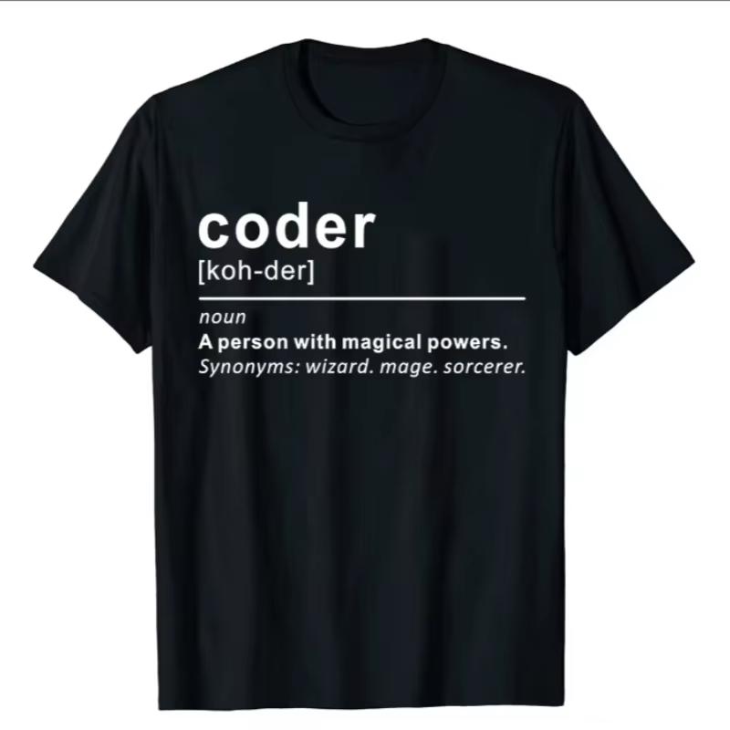 2026 New Funny Coder A Person with Magic Power Programmer Print Tshirt Men and Women Tshirts Mens Tee S