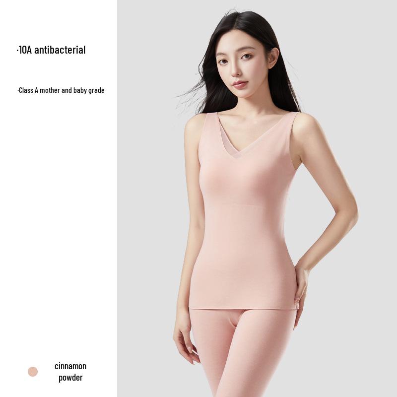 

Женский антибактериальный жилет с V-образным вырезом из масла камелии: Утягивающий базовый слой с широкими плечами L (Recommended for 115-130 Jin) розовый/коричный