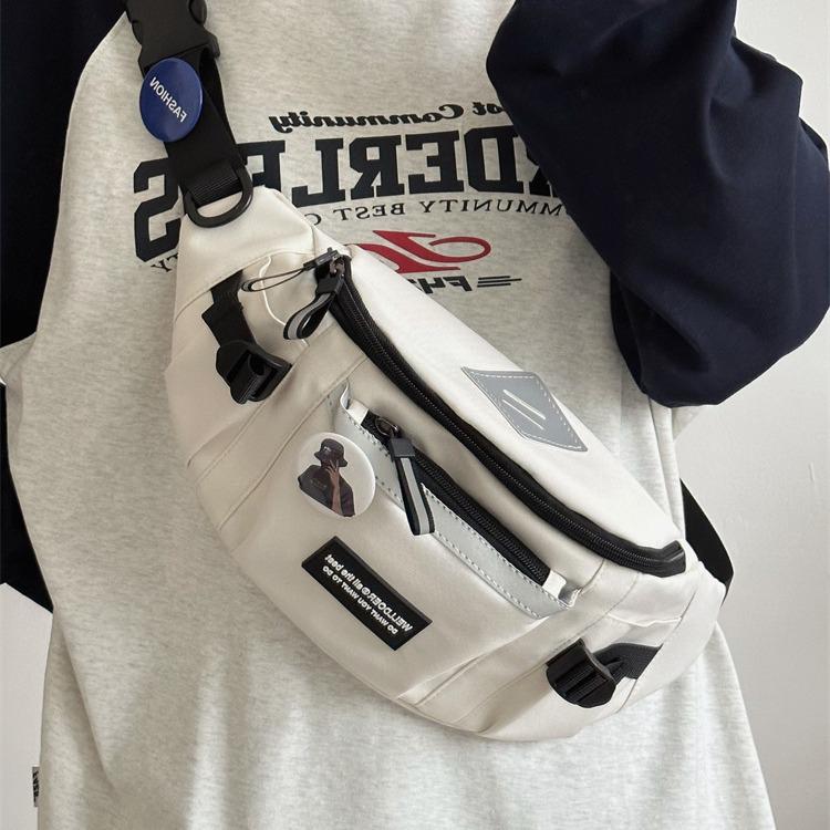 Bolsa Transversal Masculina Estilo Harajuku - Bolsa de Cintura Versátil para Ciclismo e Esportiva