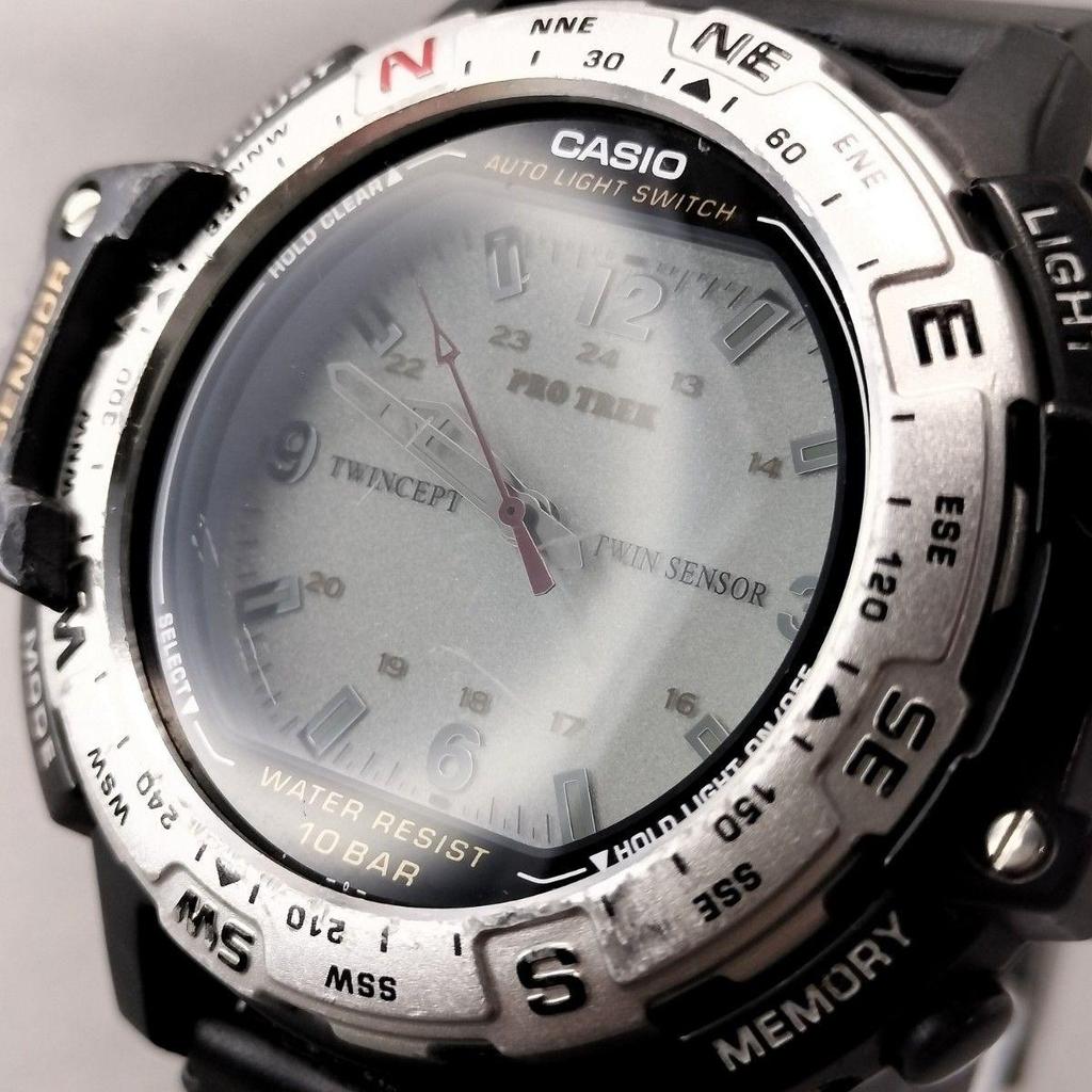 Used CASIO Pro Trek PRT-50 Twin Sensor Working Digital-Analog Twin Cept 10 ATM Water Resistant Wristwatch PROTREK