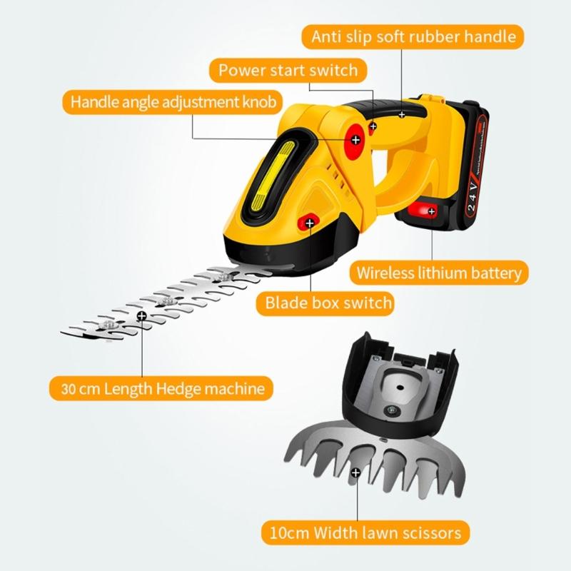 Battery Hedge Trimmer Electric Hedge Trimmer Handheld Cordless Hedge Cutter Grass Shrub Trimmer for Gardening Trimming