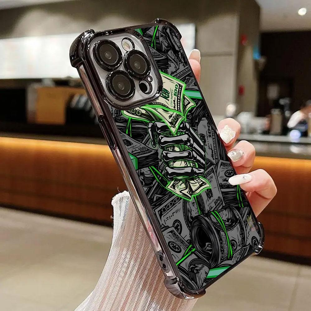 Black Dollar Time Is Money Phone Case for iPhone 11 13 15 16 17 Pro Max 14 Plus 17Air 16E 13 Pro 12 Mini 17Pro Soft Clear Cover