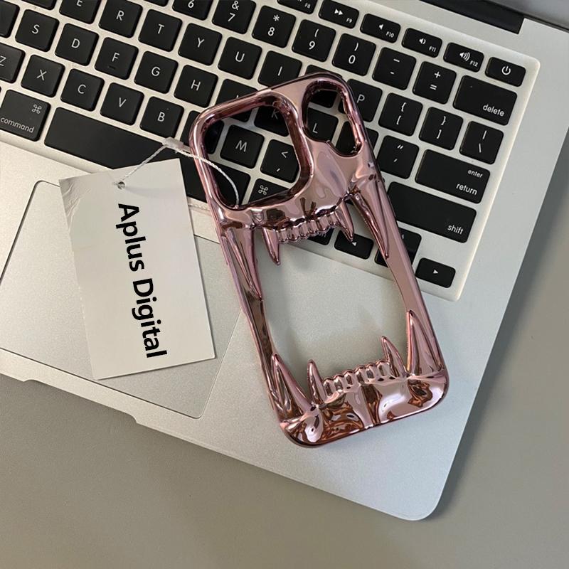 3D Frosted Tiger Tooth Hollow Dissipate Heat Case For For Iphone 16E 16 1 14 Plus 13 12 11 Pro Max Shockproof Plating Soft Cover