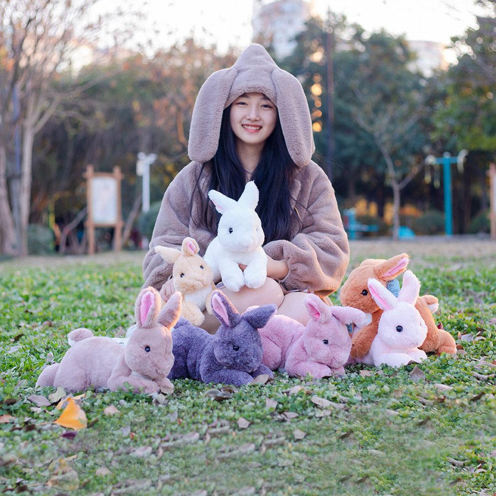 Simulation Animal Rabbit Doll Plush Toy Bunny Rabbit Doll Children Sleep Soothing Rag Doll Birthday Gift