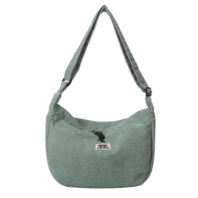 

Dumpling bag women s Japanese ins versatile messenger bag corduroy casual large capacity student class commuting shoulder bag зелёный