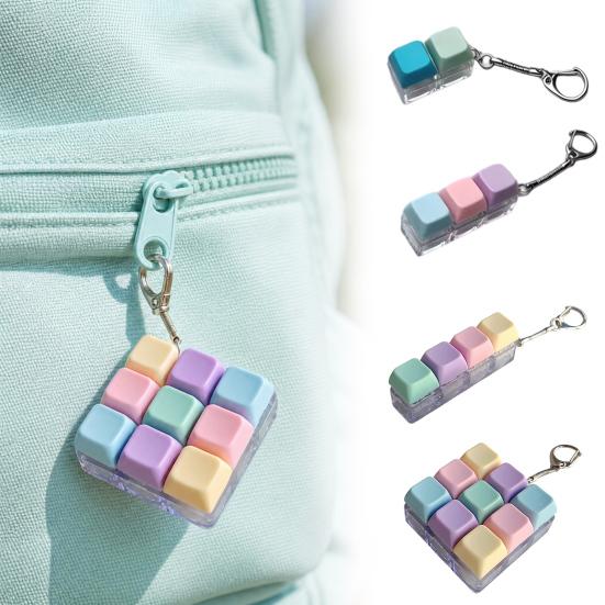 2/3/4/9-Keys Keyboard Fidget Toy, Stress Relief Push Button Finger Clicker Toy, LED Light-up Mechanical Keyboard Fidget Keychain