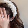 PROLY New Fashion Women Headband Wide Side Mesh Flower Hairband Pleated Turban Casual Soft Headwear Hair Accessories