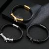 Wholesale Genuine Leather Man Bracelet  Armband Heren with Magnet Clasp Button Elegant Bracelet for Men Logo Name Engraveable