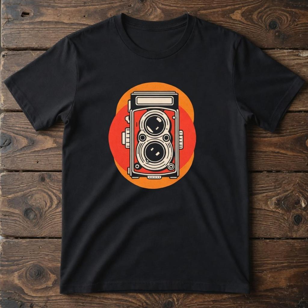 Retro Twin-Lens Camera T-Shirt | Vintage Camera Graphic Tee