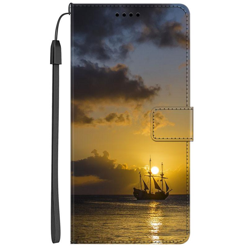 Flip Leather Case For Samsung S24 Ultra 5G Cover Book Wallet Seascape Coque for Samsung Galaxy S23 S22 S21 S20 Ultra S24Ultra