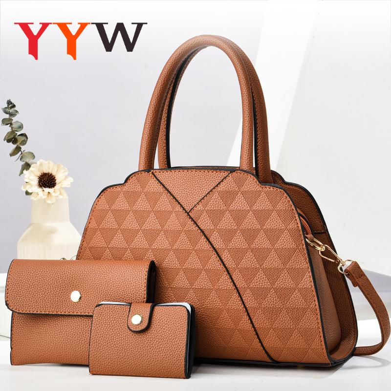 Purses and Handbags For Women Satchel Tote Bags Top-Handle PU Leather Female Shoulder Bags with Matching Clutch and Wallet