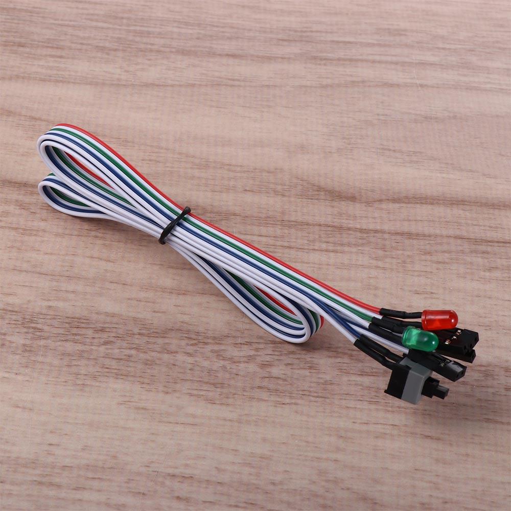 Reset Power Cord Push Button Switch PC Power Reset Switch with LED Light Motherboard Power Cable