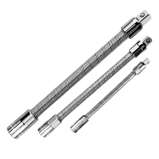 1/3Pcs Flexible Shaft Extension Bar 3/8" 1/4" 1/2" Drive Bendable Socket Wrench Extender