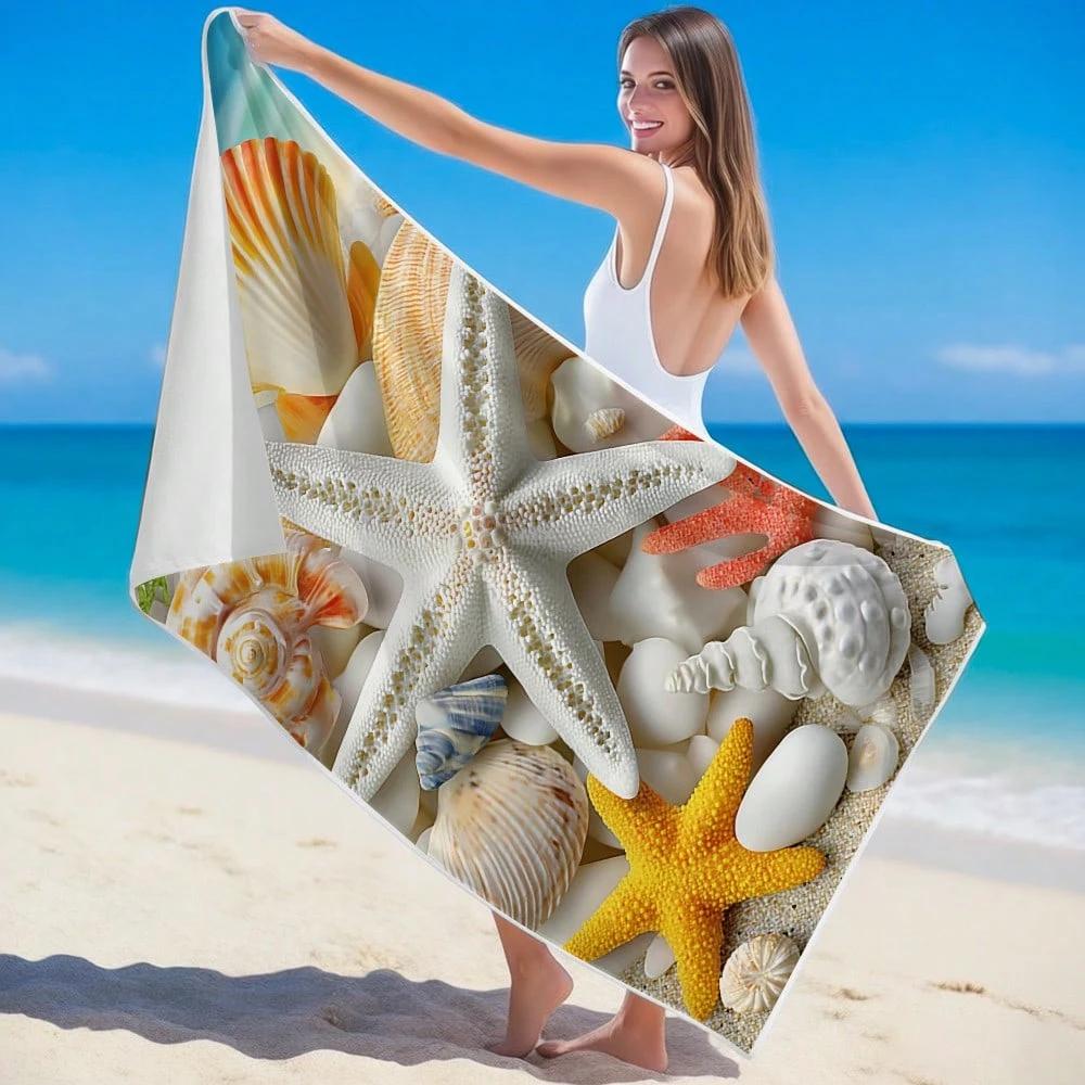 1PC Quick Dry Polyester Beach Towel, Tropical Ocean Pet Print Soft Lightweight Towel, Unisex Absorbent Towel for Beach Camping,