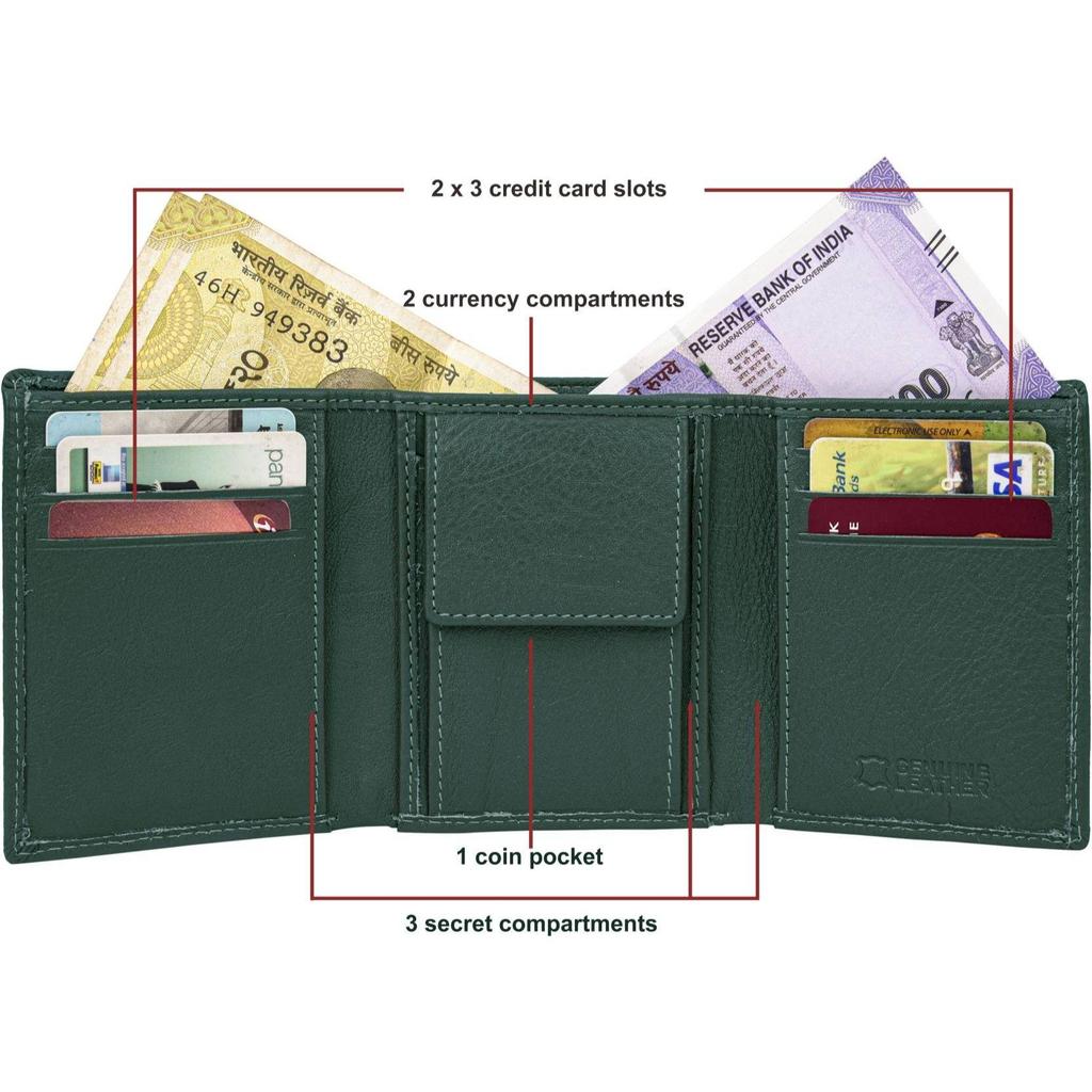 NEW Men Casual , Genuine Leather RFID Wallet  (6 Card Slots)