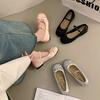 French Mary Jane single shoes square head women's shoes gentle flat bow spring and summer 2025 new beanie shoes women's shoes