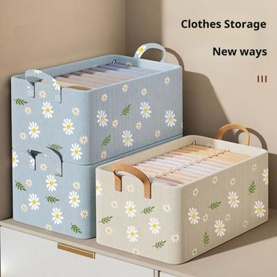 Yousheng Clothes Storage Box Classification with Handle Large Capacity Foldable Stoarge Wardrobe Drawer Organiser Trousers T-shirts Socks Storage Case