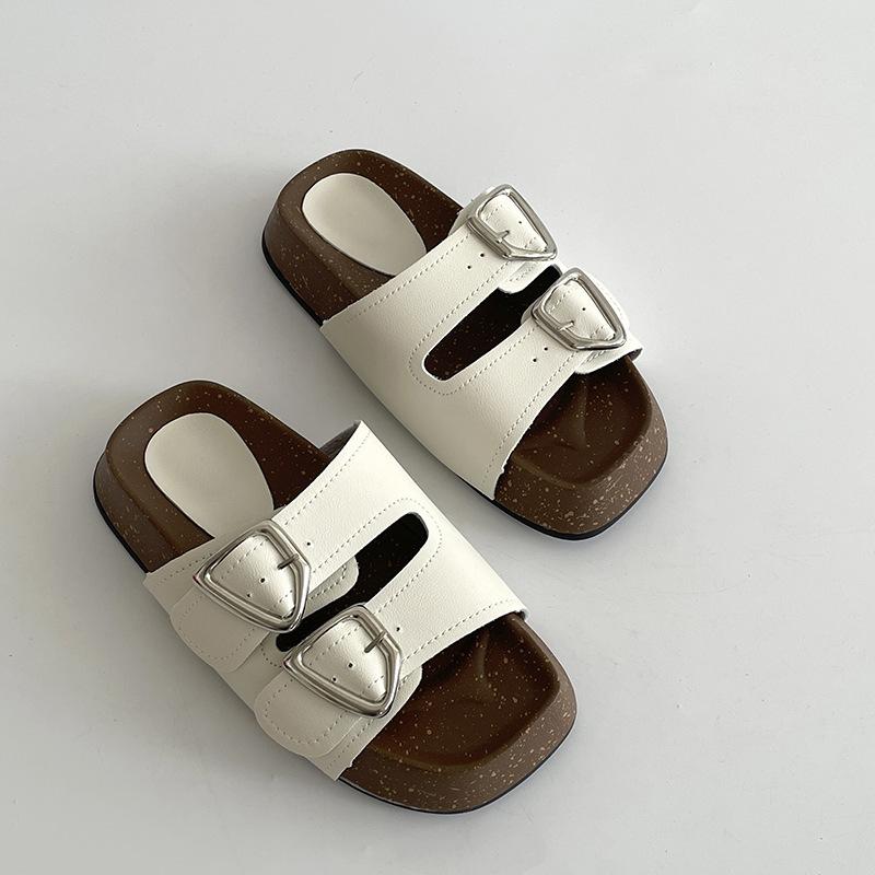

Silver thick-bottomed one-word Birkenstocks slippers women s summer wear non-slip and cool slippers 37