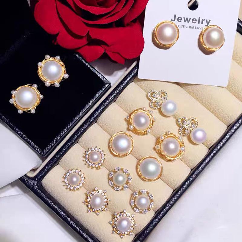 Elegant French Retro Floral Pearl Earrings - Geometric, Versatile, High-End Design for Women