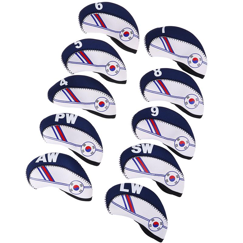 10Pcs/Set Golf Club Iron Head Cover Protector Neoprene Golf Protective Headcover