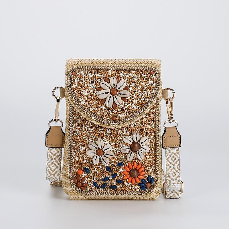 Dola Dames Crossbody Tas Boho Stro Geweven Portemonnee Vintage Schoudertas Casual Handtas voor Dagelijks Gebruik 15*4*19