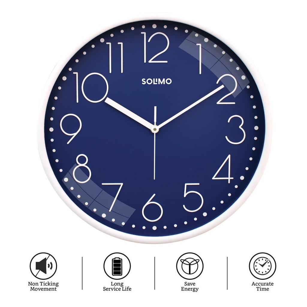Plastic Wall Clock, Quartz Movement, Silent Sweep, Modern Embossed, Easy-to-Read Time Indicator (30 Cm X 30 Cm, Blue), Analog