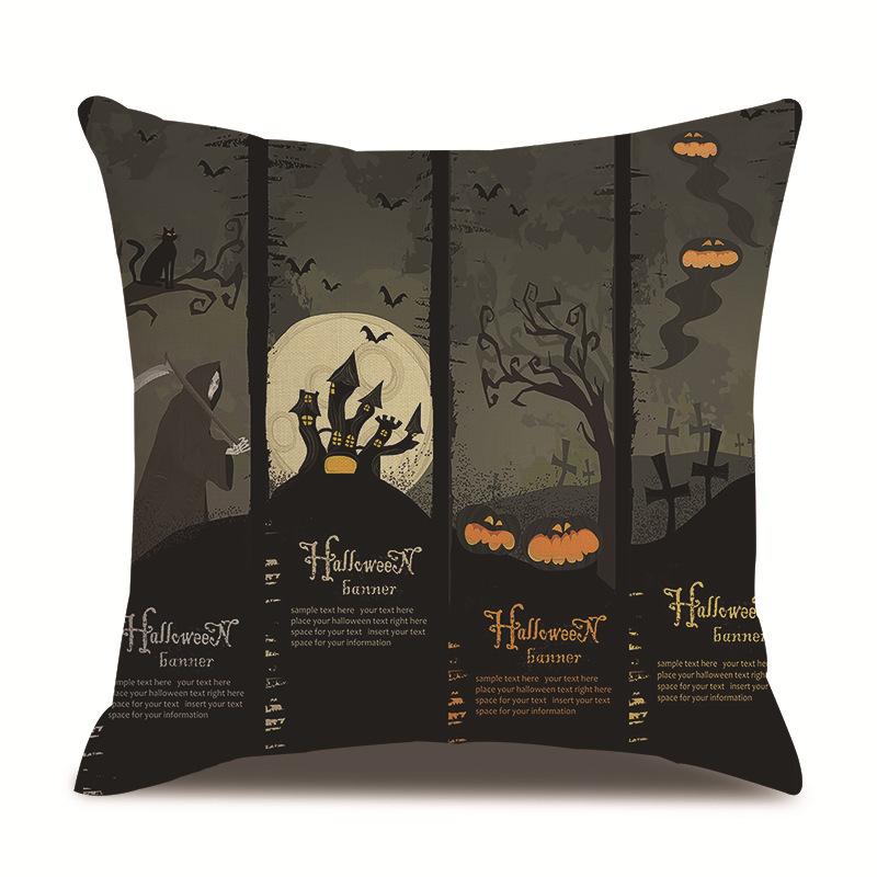 Halloween Linen Pillow Cover Printed Pillow Cover