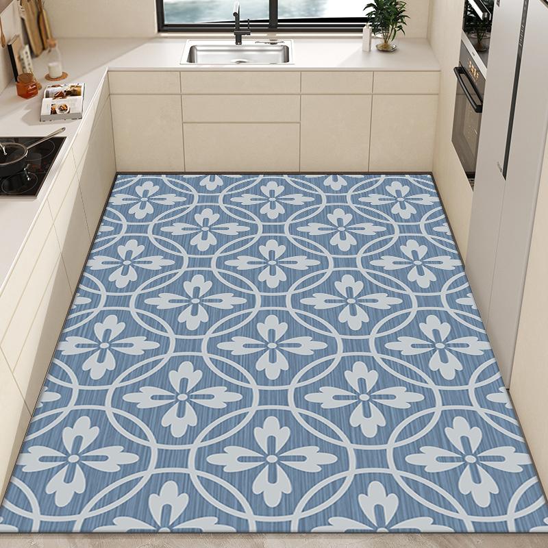 PVC Wipeable Balcony Mat Non-slip Oil-proof Kitchen Rug Refreshing Carpets for Living Room Anti-dirty Leather Rugs for Bedroom
