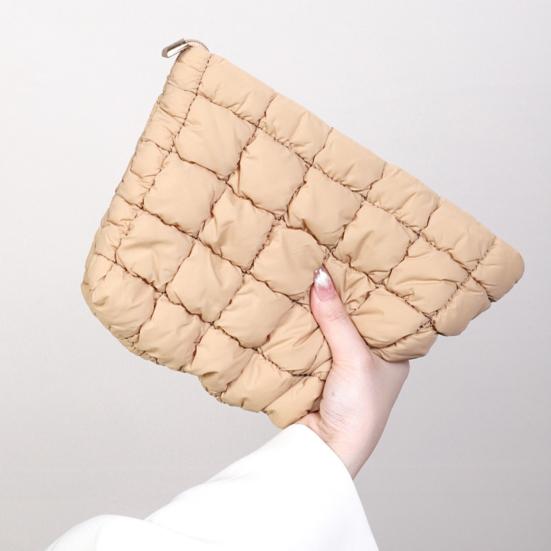 Cosmetic Bag Compact Size Quilted Makeup Bag with Top Zipper Closure Spacious Inner Pocket Easy to Clean Travel Cosmetic Organizer