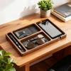 Paper Organizer Tray Natural Wooden Storage Box Table Top Organizer for Pens Cables Eyeglasses Cord Book Storage Entryway Living
