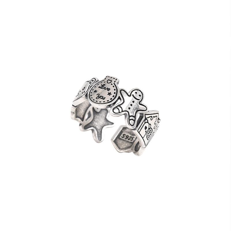 Rings Modern Copper For Women Trendy Cartoon Character Design Beautiful Geometric Style