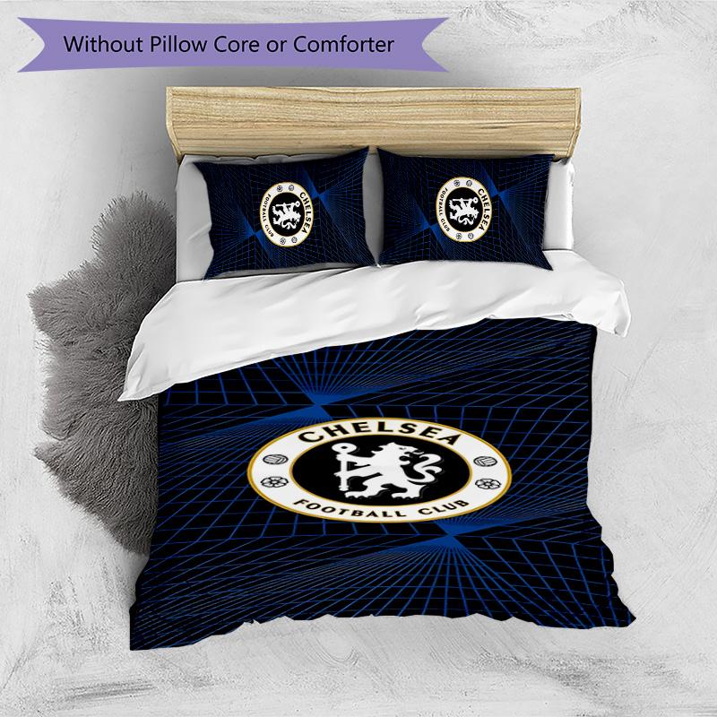 Set Lenzuola 3 Pezzi Stampato Chelsea FC Morbido Delicato sulla Pelle Lavabile Copripiumino e Federe Set Tutte le Stagioni Camera da Letto