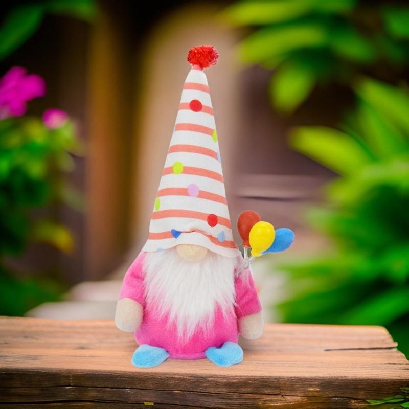 Colorful Gnomes Plush Dolls with Balloons Cake Dwarf Elf Figure Toy for Home Birthday Parties Decors for Kids and Teens